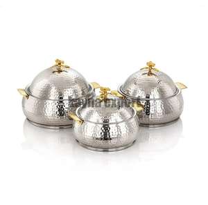 Casserole classique en acier inoxydable plaqué or isolée pour tous les types de cuisinières, idéale pour servir des plats de Ramadan, avec couvercle en métal - Product Image 6