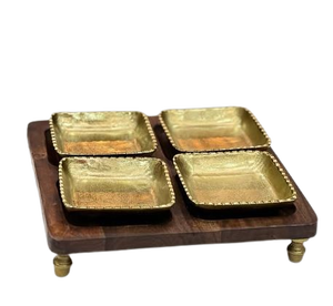 Square Shape Aluminum Casted Metal Condiment Server Dry Fuits & Nuts Server Box With <b>Glass</b> Cover - Product Image 4