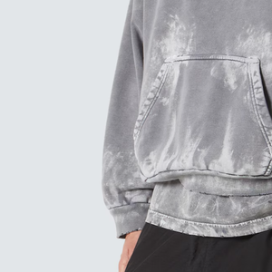 Venta al por mayor personalizable lavado Casual Regular Fit Street Wear Color gris Sudadera con capucha para los hombres de mezcla de algodón - Product Image 5