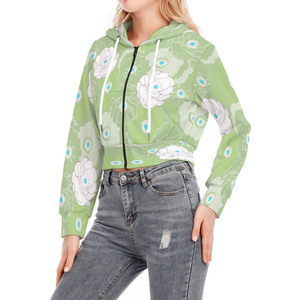 เสื้อฮู้ดครอปซิปผู้หญิงคุณภาพสูง สวมใส่สบาย ระบายอากาศได้ดี เป็นมิตรกับสิ่งแวดล้อม แขนยาว โลโก้สั่งทำได้ ใส่ได้ในช่วงฤดูหนาว - Product Image 1