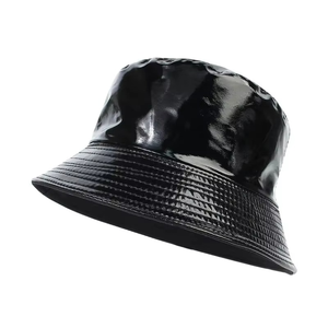 Chapeaux seau en cuir PU Chapeau seau en cuir métallisé doré à la mode Prix de gros Chapeaux seau fabriqués au Pakistan - Product Image 5