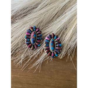 Pink Mohave Turquoise <b>Sterling</b> <b>Silver</b> Post Cluster <b>Stud</b> <b>Earrings</b> - Product Image 1