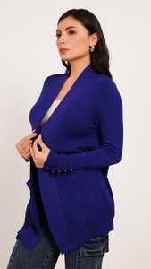 เสื้อสเวตเตอร์คาร์ดิแกนด้านหน้าเปิดขนาดใหญ่ของผู้หญิง2024มีกระดุมทรงหลวมคอวีดีไซน์หรูหรา - Product Image 5