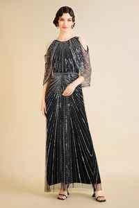 Vestido de fiesta de noche negro Antiestático de alta calidad con patrón floral Vestido de cóctel largo con forma de cuerpo largo para eventos - Product Image 6