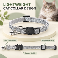 Collier scintillant pour chat avec clochette, boucle mignonne en forme de visage de chaton, sangle réglable pour chaton et chiot, vente en gros