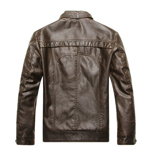 Cremallera motocicleta chaqueta impermeable hombres bombardero chaqueta personalizada bordado PU cuero - Product Image 4
