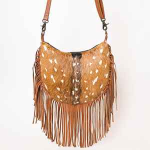 Bolso Bandolera de Cuero Vacuno con Diseño Bohemio Otoñal para Mujer, Hecho a Mano, Color Personalizado, Borla Floral, Estilo Occidental - Product Image 2