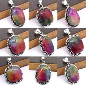 Collier en laiton vintage pour femme arc-en-ciel Quartz solaire pierres précieuses tendance à la mode pendentif assortis fêtes naturelles chrétiennes - Product Image 3