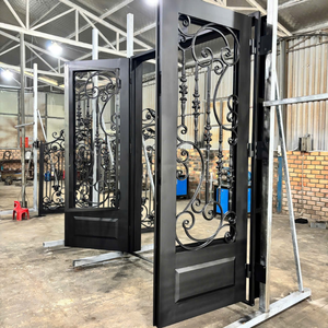 Diseño Artístico de Puerta de Entrada de Hierro, Puertas Delanteras de Hierro Forjado Duraderas que Ofrecen un Estilo Elegante, una Estructura Resistente y un Uso a Largo Plazo - Product Image 5
