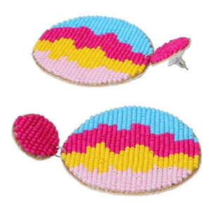 Pendientes de cuentas redondos hechos a mano para mujer, joyería colgante Bohemia colorida, accesorio de moda de declaración ligera, regalo - Product Image 4