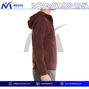 Wholesale Custom Design <b>Men's</b> Zip <b>Hoodie</b> Solid <b>Maroon</b> with Breathable 100% Cotton Fabric Heavy GSM Logo Customize for Winter - Product Image 3