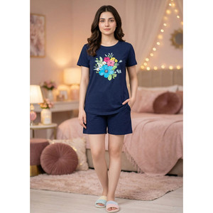 Comfortable Breathable Floral Pattern Neck Jersey Spandex Material Elastic Waist Custom Casual Romantic Women's Spring Autumn - Product Image 1