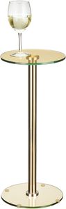 <b>Clear</b> Acrylic Round Side <b>Table</b> with Brass-Colored Metal Support Rod for Office or Living Room Use Coffee <b>Table</b> - Product Image 2