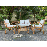 Ensemble de meubles d'extérieur en rotin naturel pour jardin, résistant aux intempéries, pour salon, maison, patio, complexe hôtelier, cour et parc - Vente en gros