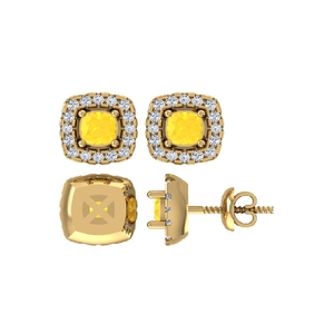 Sofisticados pendientes de oro con diamantes amarillos de lujo naturales, pendientes de diamantes en oro, elegantes pendientes de diamantes de oro, joyería de moda - Product Image 1