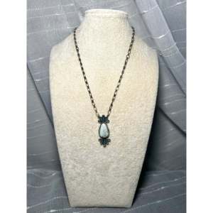 Collier en forme de fleur en turquoise et argent sterling Randy Billy Dry Creek - Product Image 3