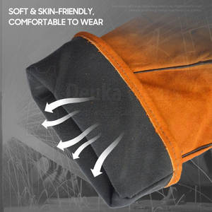 Guantes de Soldadura de Cuero Industriales Suaves con Logotipo Personalizado al por Mayor, Guantes de Trabajo de Cuero Personalizados Resistentes al Calor - Product Image 5