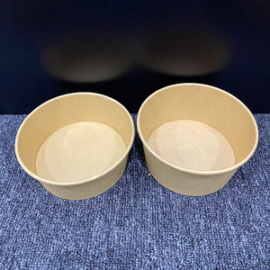 Bol en papier kraft jetable avec couvercle, emballage alimentaire personnalisé imprimé, bol pour soupe, salade, riz, nouilles - Product Image 6