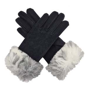 Gants en tissu à revers en fausse fourrure non doublés pour femme Cleo, taille unique, extensibles - Product Image 1