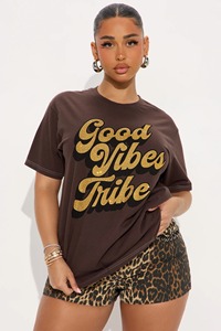 Épaule tombante de luxe de qualité supérieure DTG Imprimé Rein pierre broderie personnalisé imprimé T-shirts pour les femmes - Product Image 6