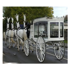 Charrette funéraire à chevaux blanche à vendre, chariot funéraire blanc pour cérémonies funéraires, cercueil de haute qualité, calèche à chevaux - Product Image 1