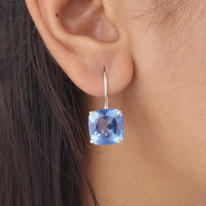 Pendientes Hechos a Mano de Plata de Ley 925 con Gema de Tanzanita en Forma de Cojín, Elegante Regalo de Cumpleaños para Mujeres y Niñas - Product Image 5