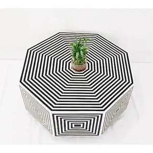Table basse hexagonale personnalisable moderne de luxe avec design d'incrustation d'os de tabouret latéral pour les meubles de salon à la maison - Product Image 2