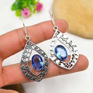 อัญมณีควอตซ์แทนซาไนต์ชุบด้วยเงินสเตอร์ลิง925แบบโบฮีเมียน - Product Image 4