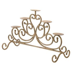 Ménorah artistique en forme de palmier doré avec un design de branches sculptées pour une décoration intérieure luxueuse et un style festif à la lumière des bougies - Product Image 2