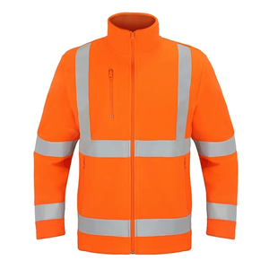 Ropa de trabajo de invierno personalizada para hombre de talla grande, chaqueta de concha suave con cremallera, nuevo forro polar reflectante, impermeable, transpirable, de punto - Product Image 3