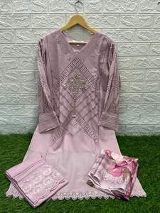 Dernier concepteur élégant broderie Georgette main travail tunique costume indien et pakistanais vêtements - Product Image 4