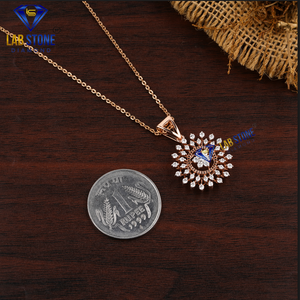 1.14 TDW Pendentif et boucle d'oreille en diamant rond taille brillant Diamant non certifié Bijoux en or rose - Product Image 5