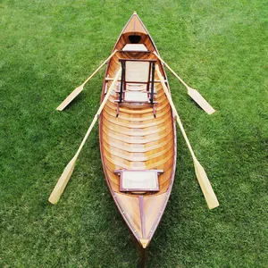 传统雪松条独木舟，带肋骨16 '，带独木舟桨，用于湖手工木船皮划艇出售