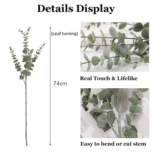 Chất Lượng Cao Nhân Tạo Bạch Đàn Tiền Lá Chi Nhánh Bất Động Cảm Ứng Màu Xanh Lá Cây Cho Đám Cưới Nhà Phục Sinh Đảng Bảng Trang Trí Nhựa - Product Image 3