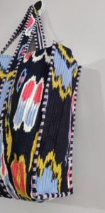 Sac fourre-tout Boho réversible en coton matelassé fait à la main sac d'épicerie durable écologique motif imprimé Animal imprimé à la main - Product Image 6