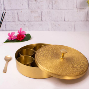 ถังทองเหลืองโบราณออกแบบด้วยมือด้วยการขัดเงาสีทองและมือจับสไตล์ทางศาสนา - Product Image 4