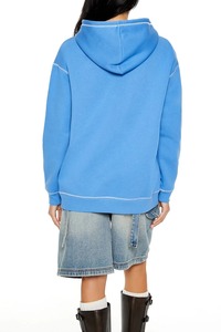 Trendy Style y2k oversized drop shoulder Hoodie for <b>women</b> screen print contrasting topstitching hood warm cozy hoodie for <b>Women</b> - Product Image 5