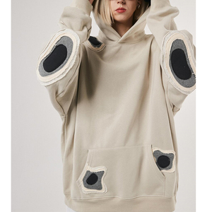 Sudaderas con capucha con logotipo personalizado, sudaderas sueltas coreanas, 100% algodón bordado, sudaderas con capucha de gran tamaño para mujer - Product Image 1