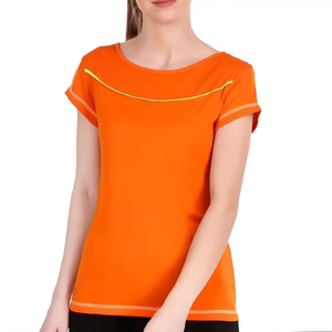 T-shirt noir régulier à manches courtes pour femmes, col rond, meilleur vêtement pour femmes, respirant, doux et confortable, couleur personnalisée - Product Image 1