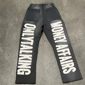 Streetwear Customized Logo Patchwork <b>Joggers</b> Stacked <b>White</b> Color Sweat Pants 100% Cotton Terry Flare Sweatpants - Product Image 6