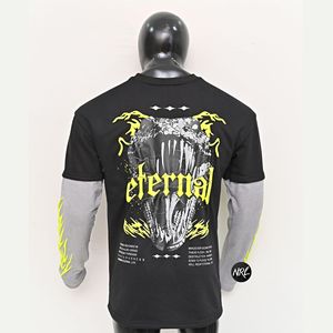 Tissu respirant personnalisé de grande taille style frais et uni, poids lourd, caractéristiques de compression sur le dessus, t-shirts à coupe surdimensionnée à double couche - Product Image 3