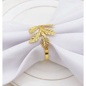 Nouveau porte-serviettes en métal en forme de feuille de conception antique porte-mouchoirs couleur or pour la table de mariage au prix de grossiste - Product Image 2