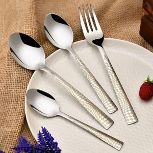 Hammered Design Handle Metal <b>Flatware</b> <b>Sets</b> In Silver Finished for Home & Wedding Tabletop Dinnerware Cutlery <b>Sets</b> - Product Image 1