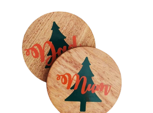 Handmade Round Wooden Coasters with <b>Christmas</b> Theme Printed Design for Holiday and Table Decoration Made in Vietnam - Product Image 4