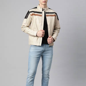 Nouvelle veste en cuir pour hommes de style fabriqué en usine vente en ligne à petit budget veste de motard en cuir pour hommes - Product Image 4