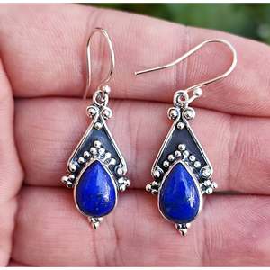 Cute Lapis Lazuli <b>Dangle</b> Drop <b>Earrings</b> Sterling <b>Silver</b> Gemstone <b>Earrings</b> - Product Image 6