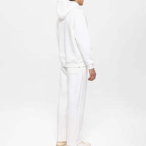 OEM Men's Fitted Pullover Hooded Jogger <b>White</b> Tracksuit 100% Cotton Breathable Solid Design Winter Season Plus Size Jogger - Product Image 5