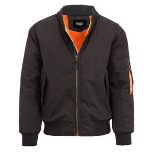 Chaquetas de bombardero con cuello levantado personalizables para hombre, cortavientos de satén con bordado de chenilla, diseño de logotipo tejido, Invierno OEM/ODM - Product Image 3