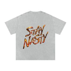 เสื้อยืดผ้าฝ้าย100% สีดำลายกราฟิกซักกรดเสื้อผ้าแนวสตรีทเฮฟวี่เวทของผู้ชายหรูหราสั่งทำได้ - Product Image 6