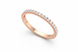 Anillo de Oro de 14K con Media Eternidad de Diamantes Redondos Brillantes Clásicos para Mujer - Product Image 3